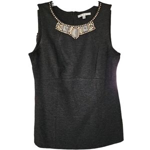 CAbi The Glitz Embellished Jeweled Neck Sleeveless Top Blouse Size 6 Career Chic
